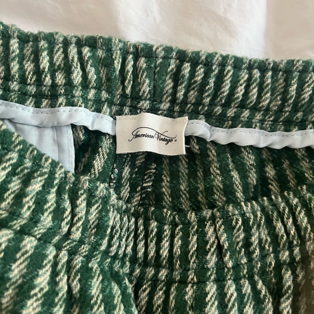 American Vintage Green Gingham Wide-Leg Pants - Picture 7 of 9